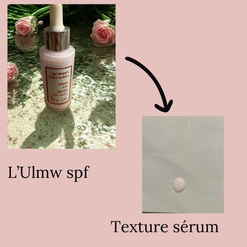 Ulmw SPF Green Keratin, sérum protecteur solaire en texture légère