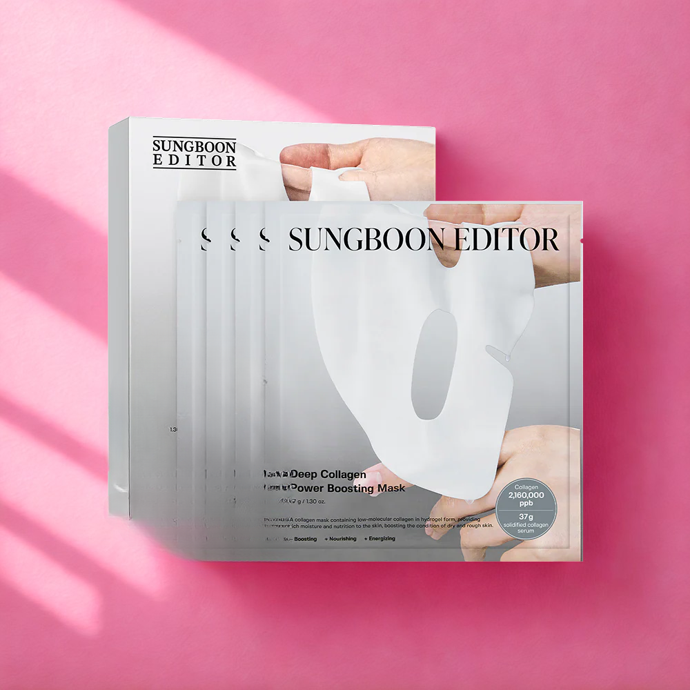 Sungboon Editor Power Boosting Mask, masque en tissu au collagène pour hydrater et revitaliser la peau